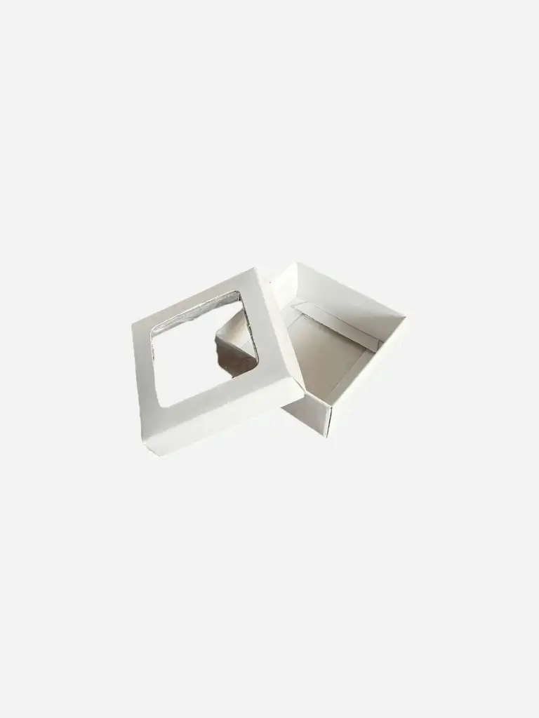 [Caja C06  Blanco con visor] Caja C06 – Cookies / Bombones (Blanco liso)