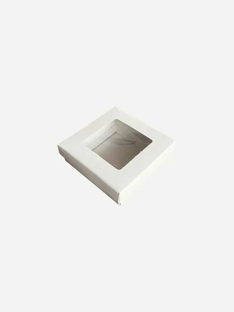 [Caja C08   Blanco Liso con visor] Caja C08 – Cookies / Bombones (Blanco liso)